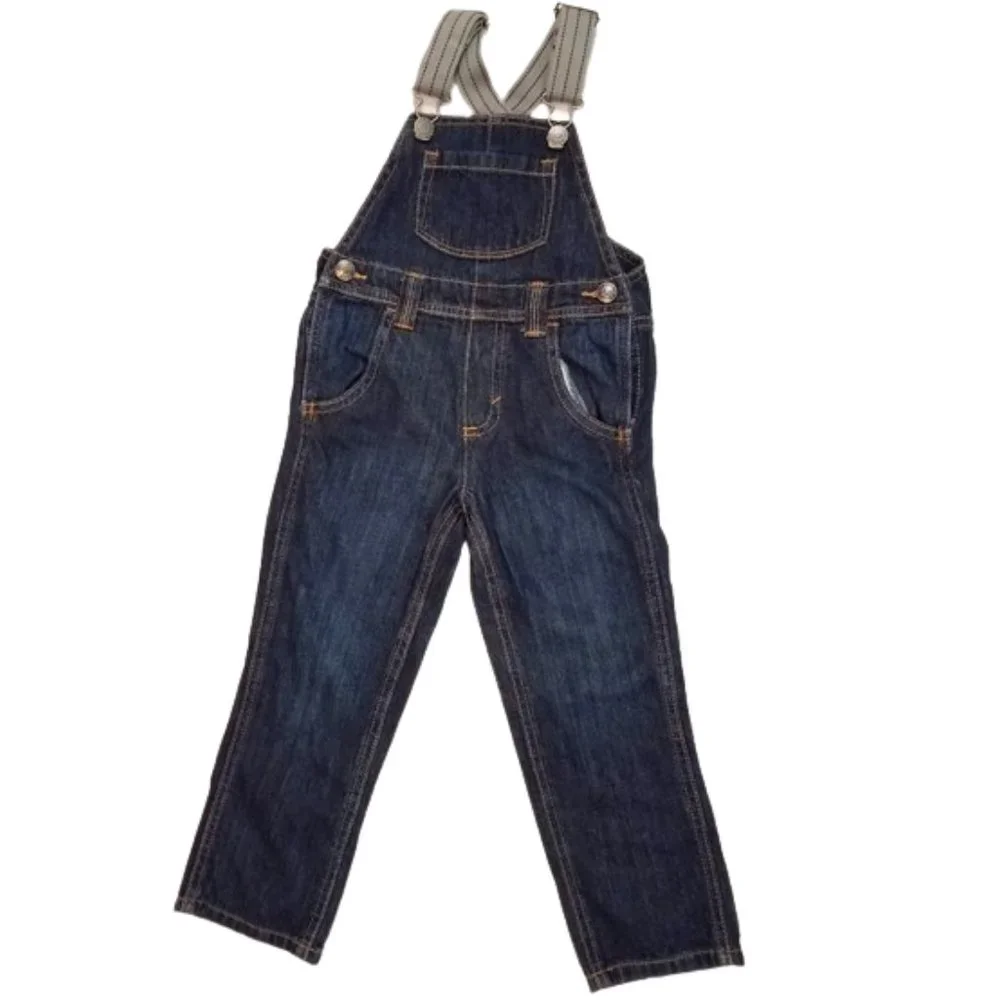 OLD NAVY Straight Droit Denim Blue Jean Bib Overalls Toddler Boys 3 T